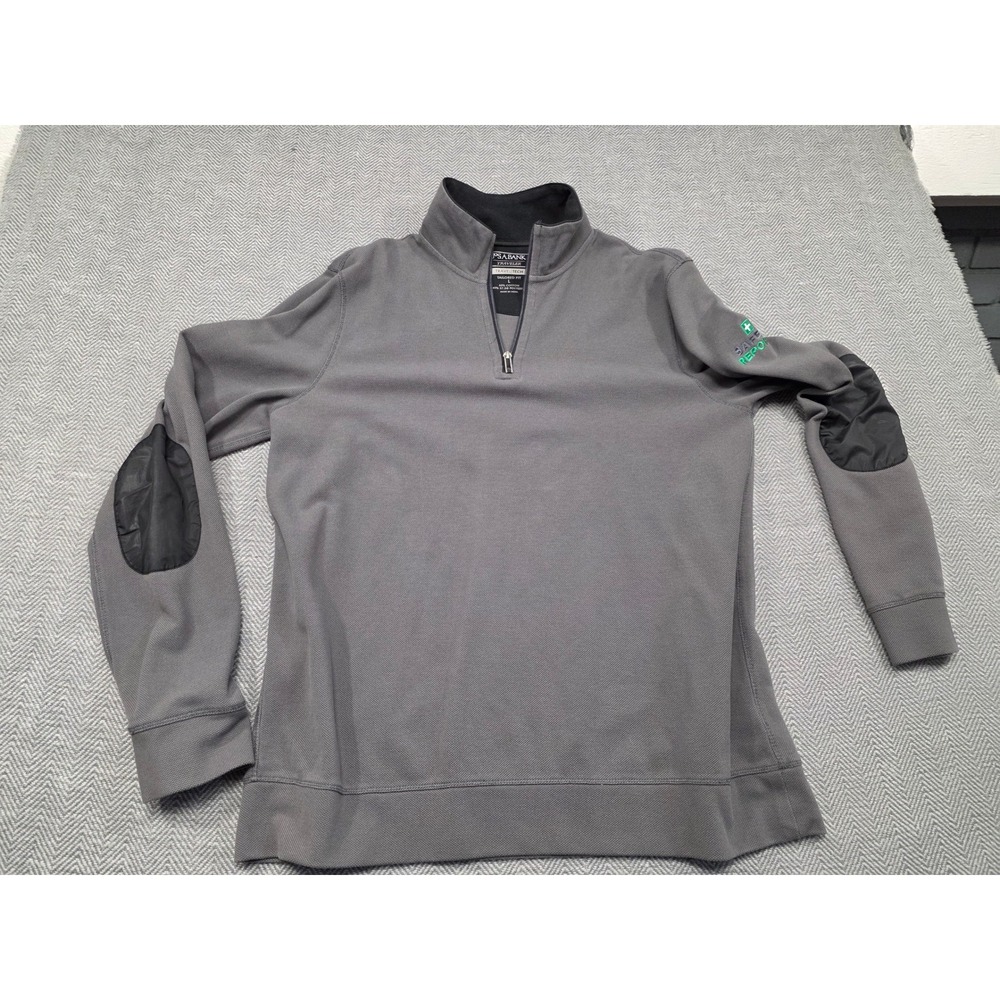 Jos A Bank Traveler Travel Tech Mens Large Gray Quarter Zip Pullover Sweater L - Picture 8 of 8